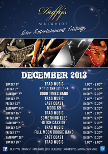 DUFFY'S-BAND-LISTINGS---December-2013-Free Live Entertainment