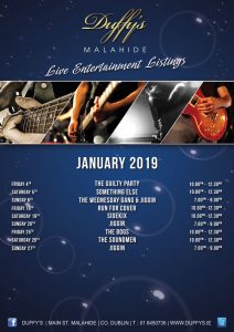 Dublin Music Venues - Duffys Malahide Jan 2019 Bands Listings