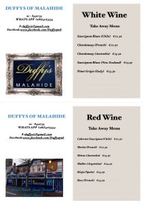 Duffys Drinks - Takeaway Menu May 2020