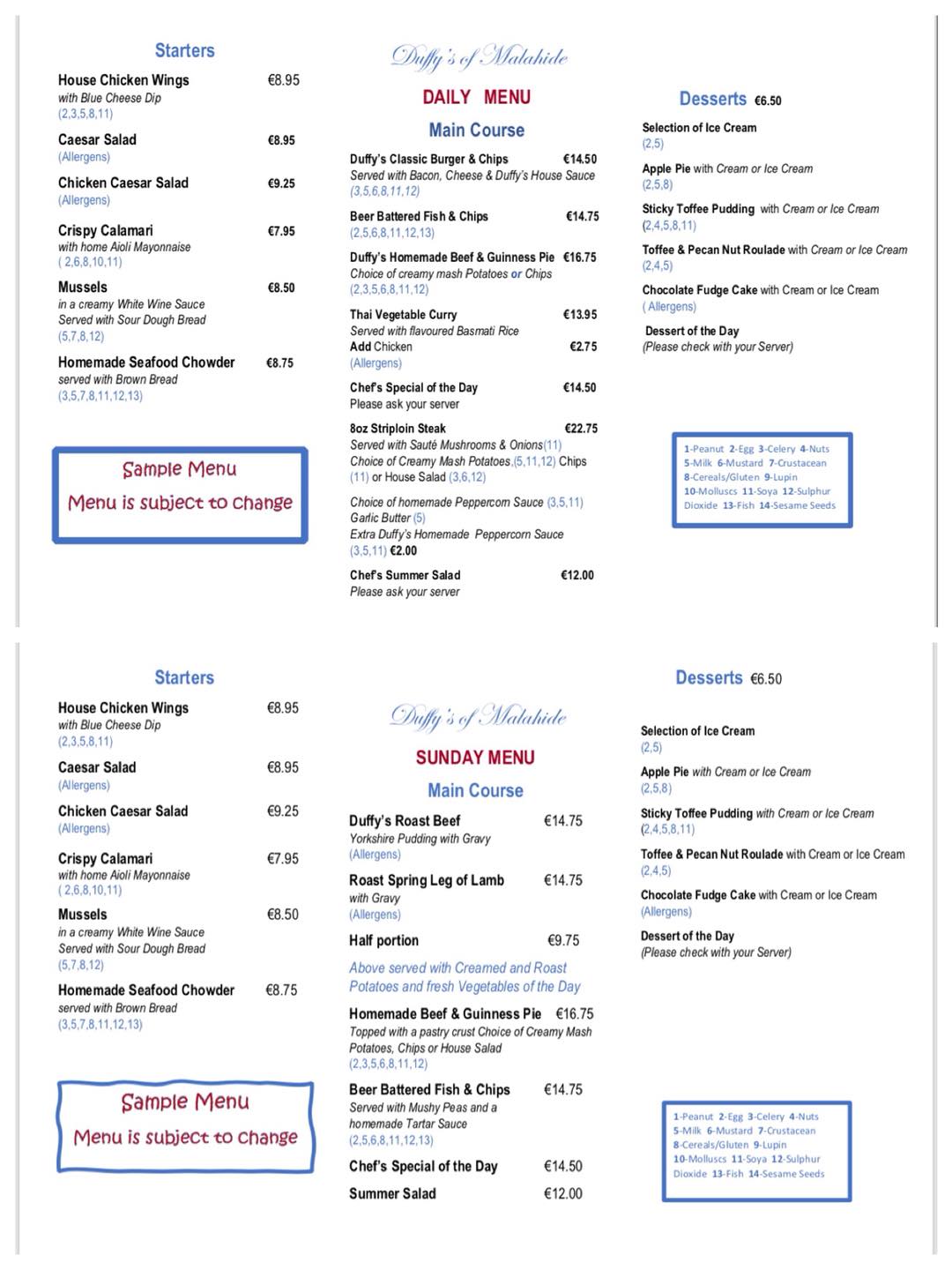Duffy's Menu With Prices How do you Price a Switches?